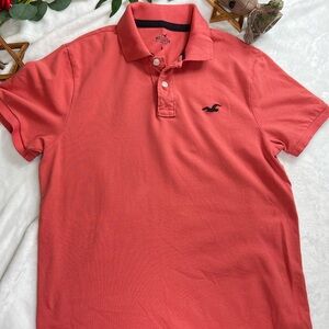 Hollister Men's Polo in Vibrant Coral